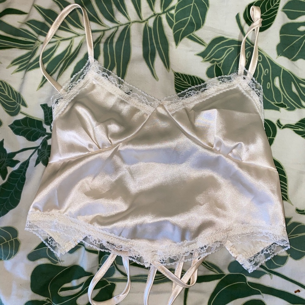 Y2K Silky Lace Up Top
